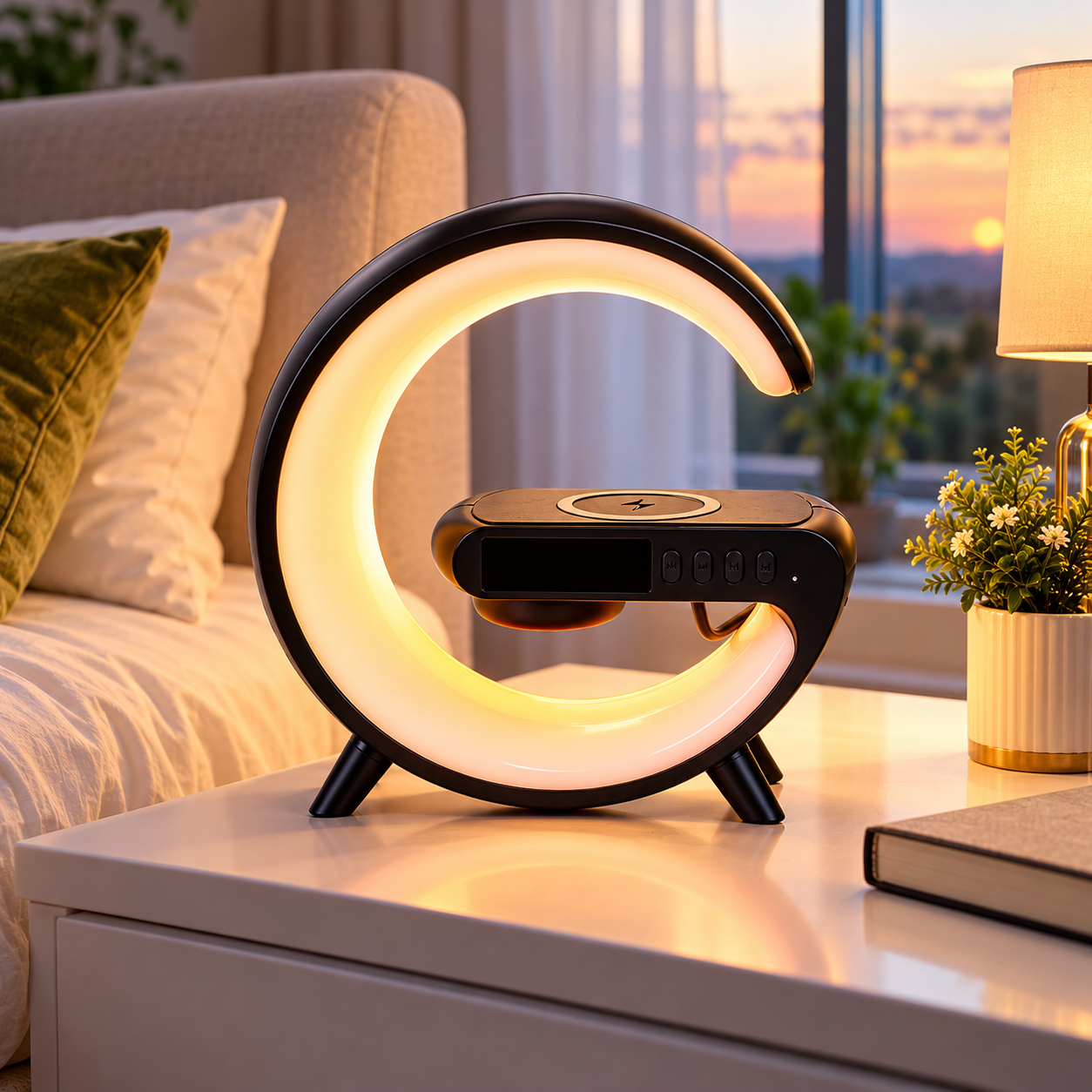 Ночник Smart Light Sound Machine с беспроводной зарядкой и Bluetooth колонкой-Small